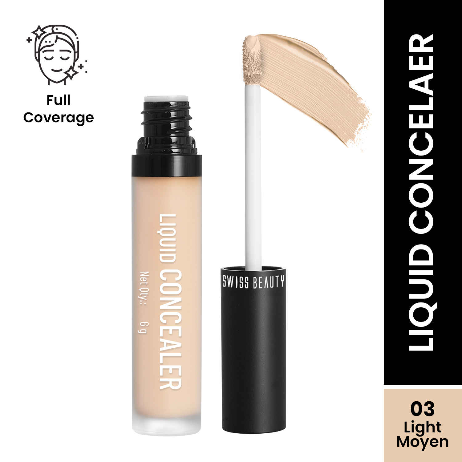 Buy Swiss Beauty Liquid concealer - Light-Moyen (6 gm) - Purplle