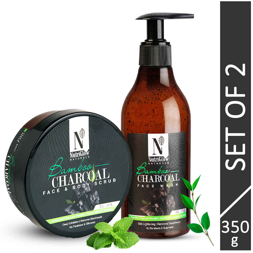 Buy NutriGlow NATURAL'S Bamboo Charcoal Face Wash (150 ml) & Face And Body Scrub (200 gm) For Removes Blackheads and Impurities - Purplle