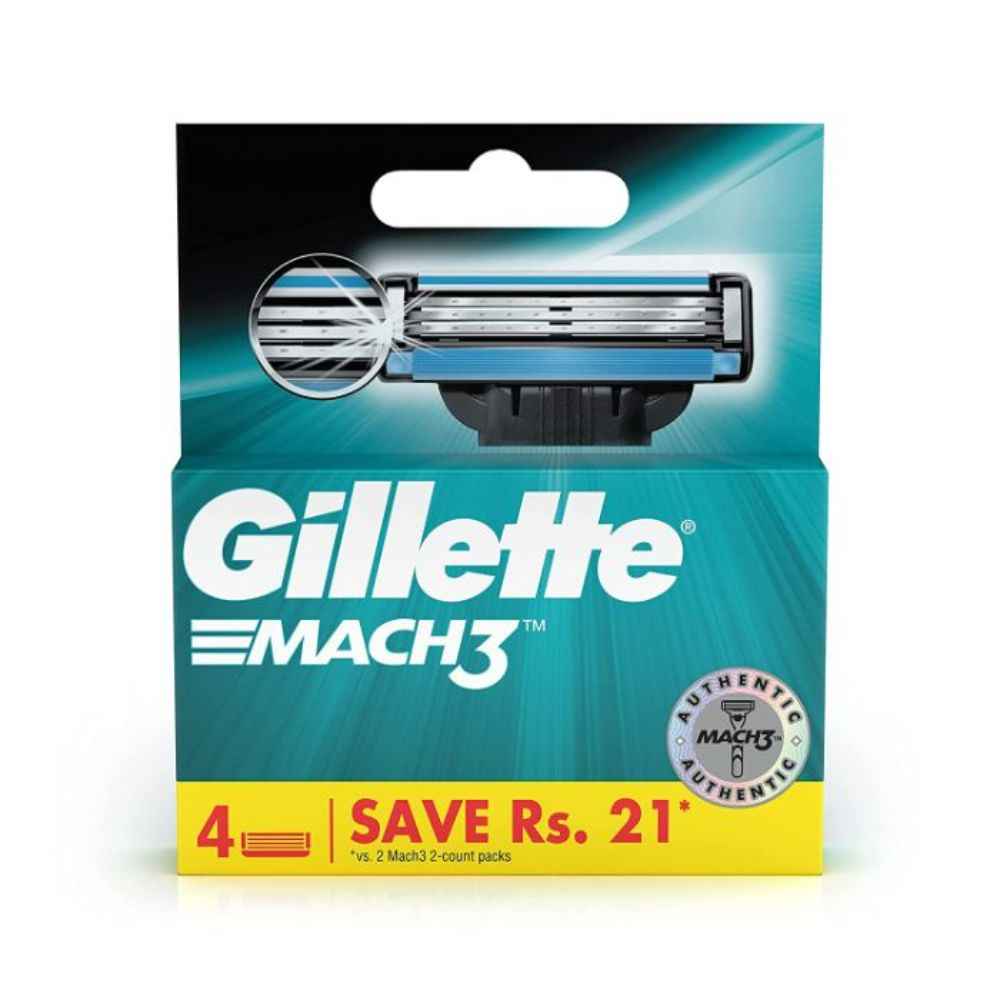 Buy Gillette Mach 3 Manual Shaving Razor Blades (Cartridge) 4s Pack - Purplle