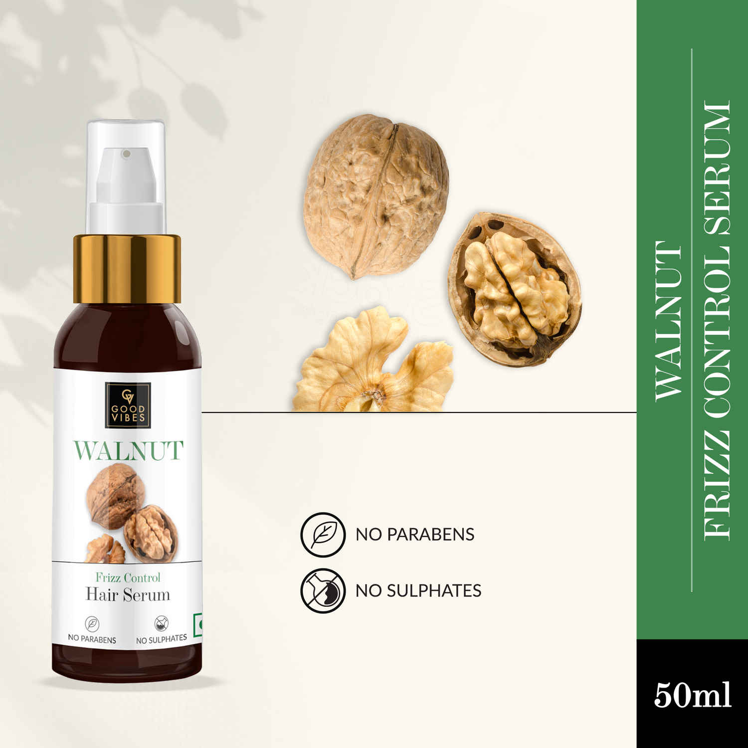 Buy Good Vibes Walnut Frizz Control Hair Serum (50 ml) - Purplle