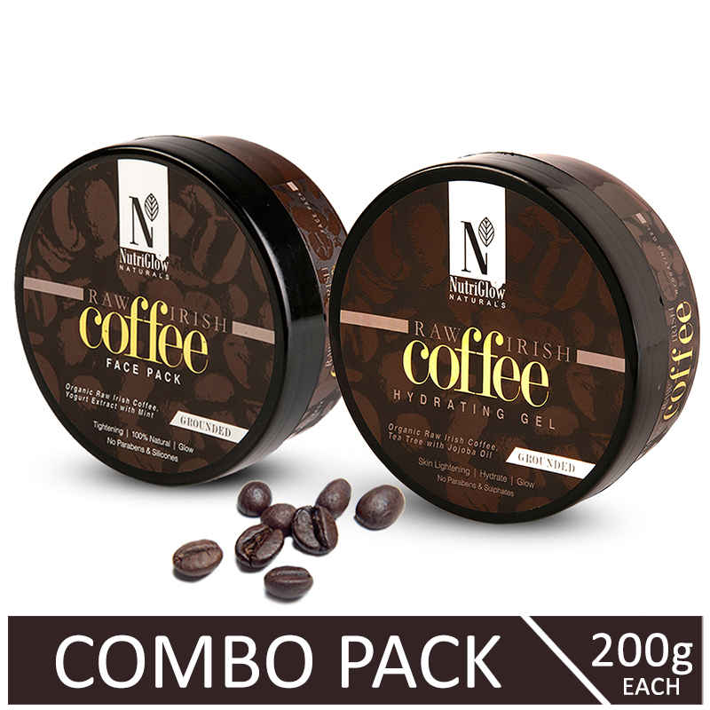 Buy NutriGlow NATURAL'S Raw Irish Coffee Face Pack and Hydrating Gel (200 gm each) With Yogurt Extract & Tea Tree Oil - Purplle