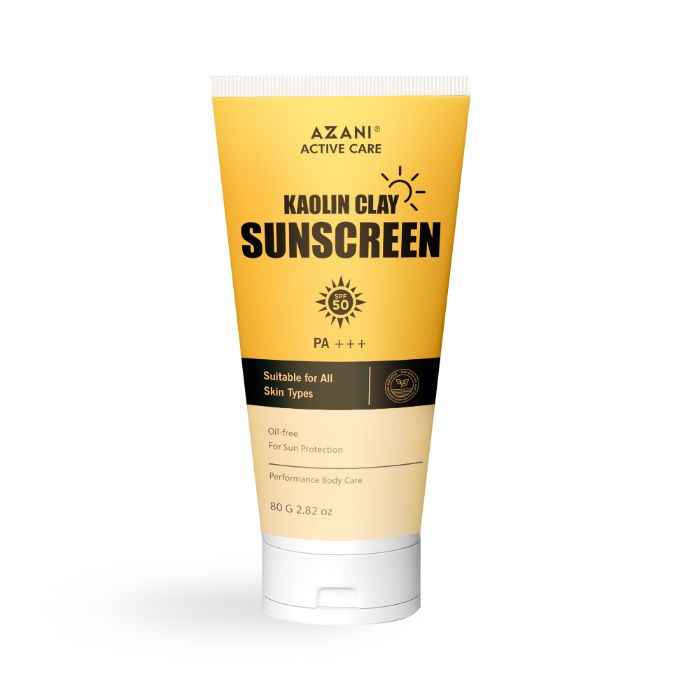 Buy Azani Active Care Sunscreen Lotion with Broad Spectrum SPF 50 & Natural Detoxifying Kaolin Clay, Oil Free & UV Protection. Sports Sunscreen Suitable for All Skin Types (Men & Women) - 80g - Purplle