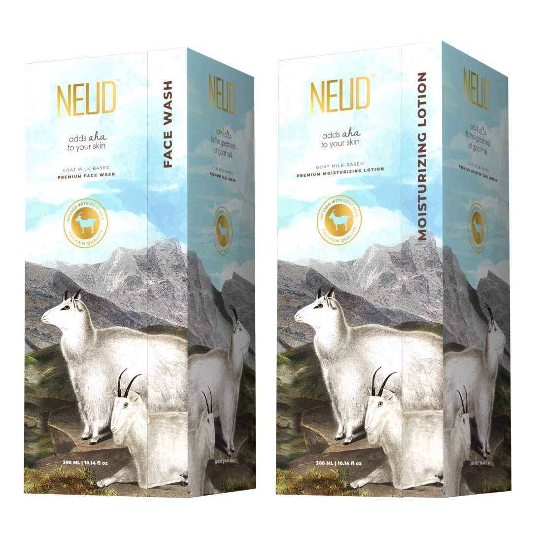 Buy NEUD Goat Milk Premium Face Wash & Moisturizing Lotion for Men & Women - 300 ml Each - Purplle