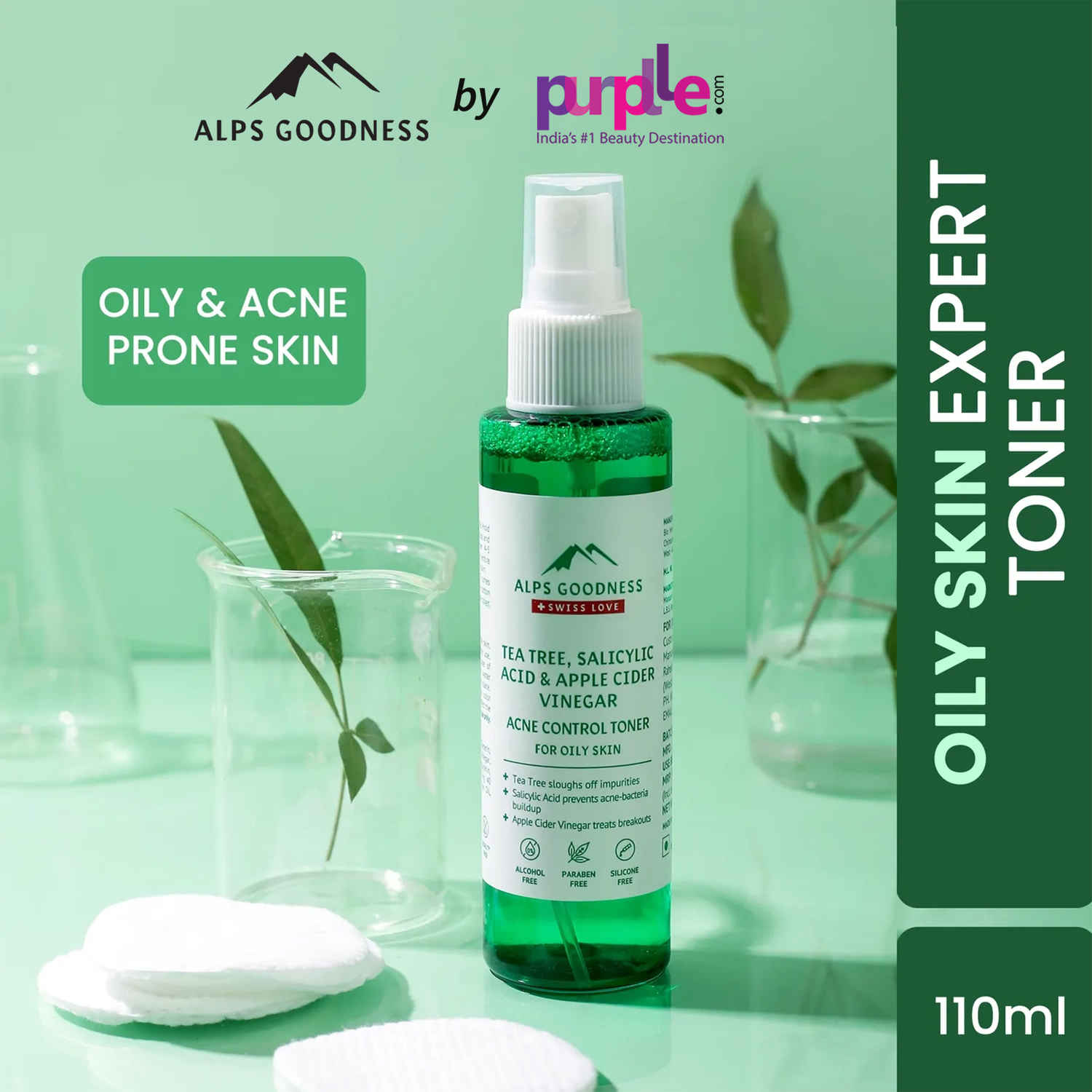 Buy Alps Goodness Acne Control Toner for Oily Skin with Tea Tree Apple, Cider Vinegar & Salicylic Acid (110 ml)| Toner for Oily Skin| Pore tightening toner| Pore minimizing Toner| Salicylic Acid Toner - Purplle