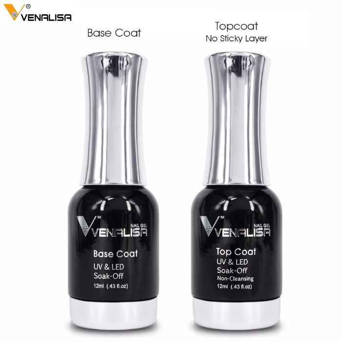 Buy VENALISA Gel Nail Polish 2 Pcs 12ml/0.43 fl.oz Base Coat and Top Coat Set Shine Finish and Long Lasting (12ml/0.43 fl.oz - Base + Top Coat) - Purplle