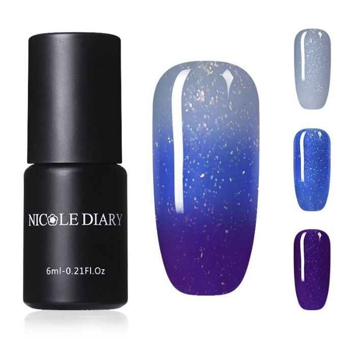 Buy NICOLE DIARY 6ml Thermal Nail Gel Sparkling Sequins Temperature Change Color UV Gel Nails Art Led UV Nail Polish Varnish (ND-TCG-Y3) - Purplle