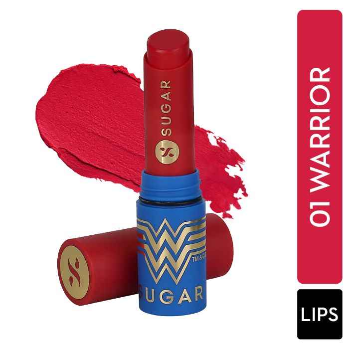 Buy SUGAR Cosmetics X Wonder Woman Everlasting Matte Lipstick - 01 Warrior - 3.2 gms | Matte Lipstick, Longlasting, Lasts Up to 10 to 12 hours - Purplle