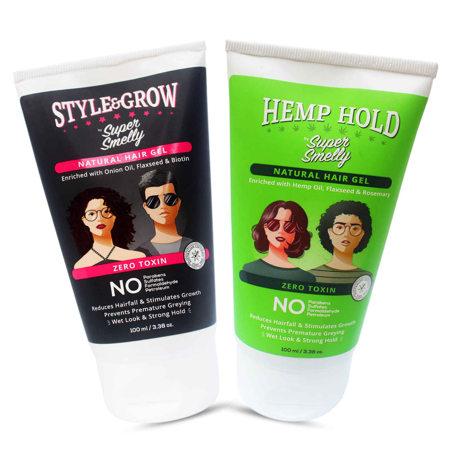 Buy Super Smelly - Combo of - Style & Grow hair gel | Hemp Hold and Style Hair Gel | For Strong Hold with Wet Look Hair Gel | For Men and Women - Purplle