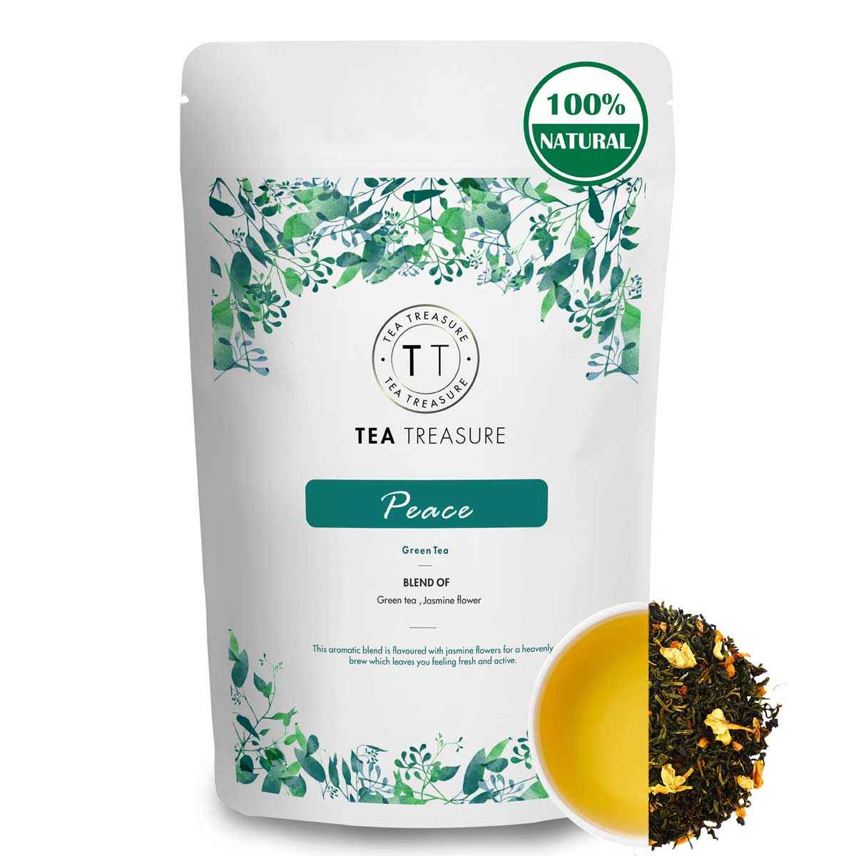 Buy TeaTreasure Peace - Jasmine Green Tea for Weight Management - 50 Gm - Antioxidants Rich Calming and Soothing Tea - Purplle
