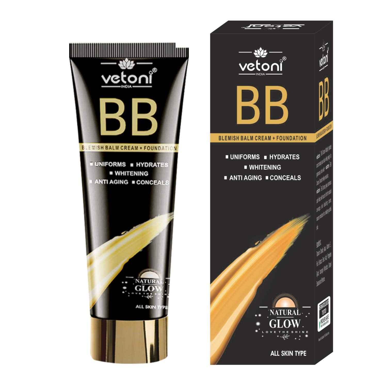 Buy Vetoni White Expert Smoothers Lightweight BB + Foundation Cream, 1 Tube, All Skin Tones, Hydrating BB Cream, 60 gm, Black - Purplle