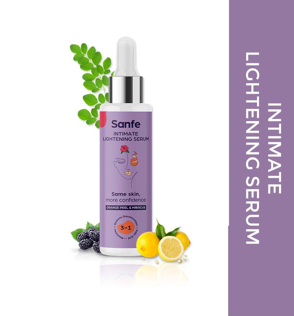 Buy Sanfe Intimate Lightening Serum for Women - 50ml with Orange Peel & Hibiscus extracts | User Friendly | Easy application on dark Underarms, Knee and Bikini Area, brightening serum | brightening cream | lightening serum for private area. - Purplle