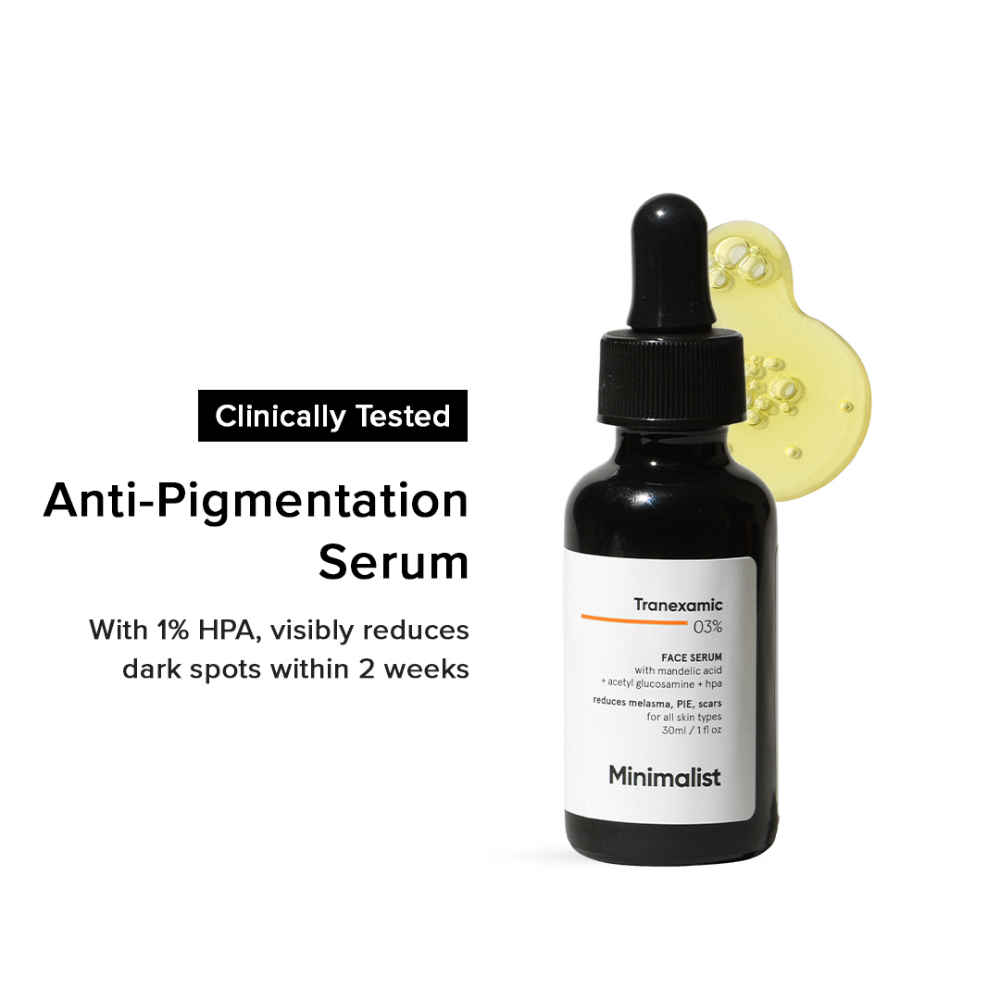Buy Minimalist 3% Tranexamic Face Serum for Melasma, Post Inflammatory Hyperpigmentation(PIH) or Erythema(PIE) & Acne Scars, 30 ml - Purplle