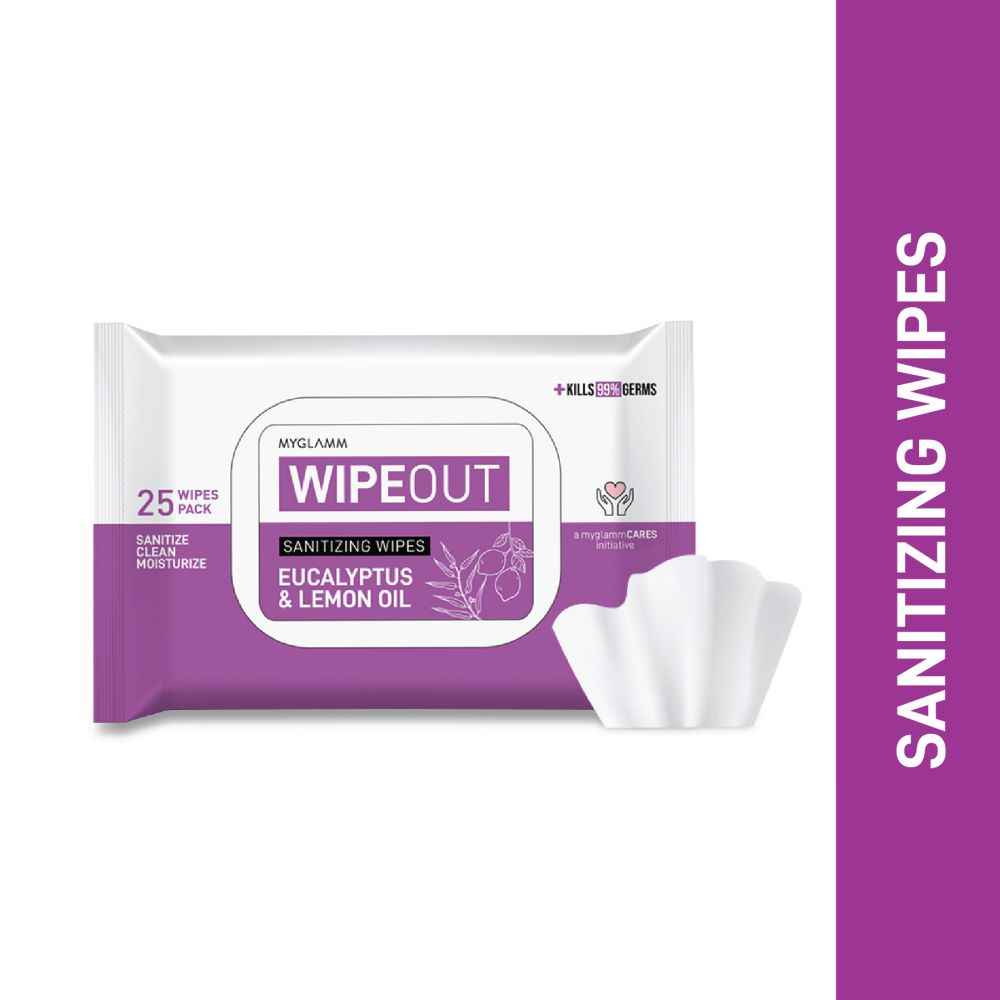 Buy MyGlamm WIPEOUT Sanitizing Wipes (Pack Of 25 Wipes) - Purplle
