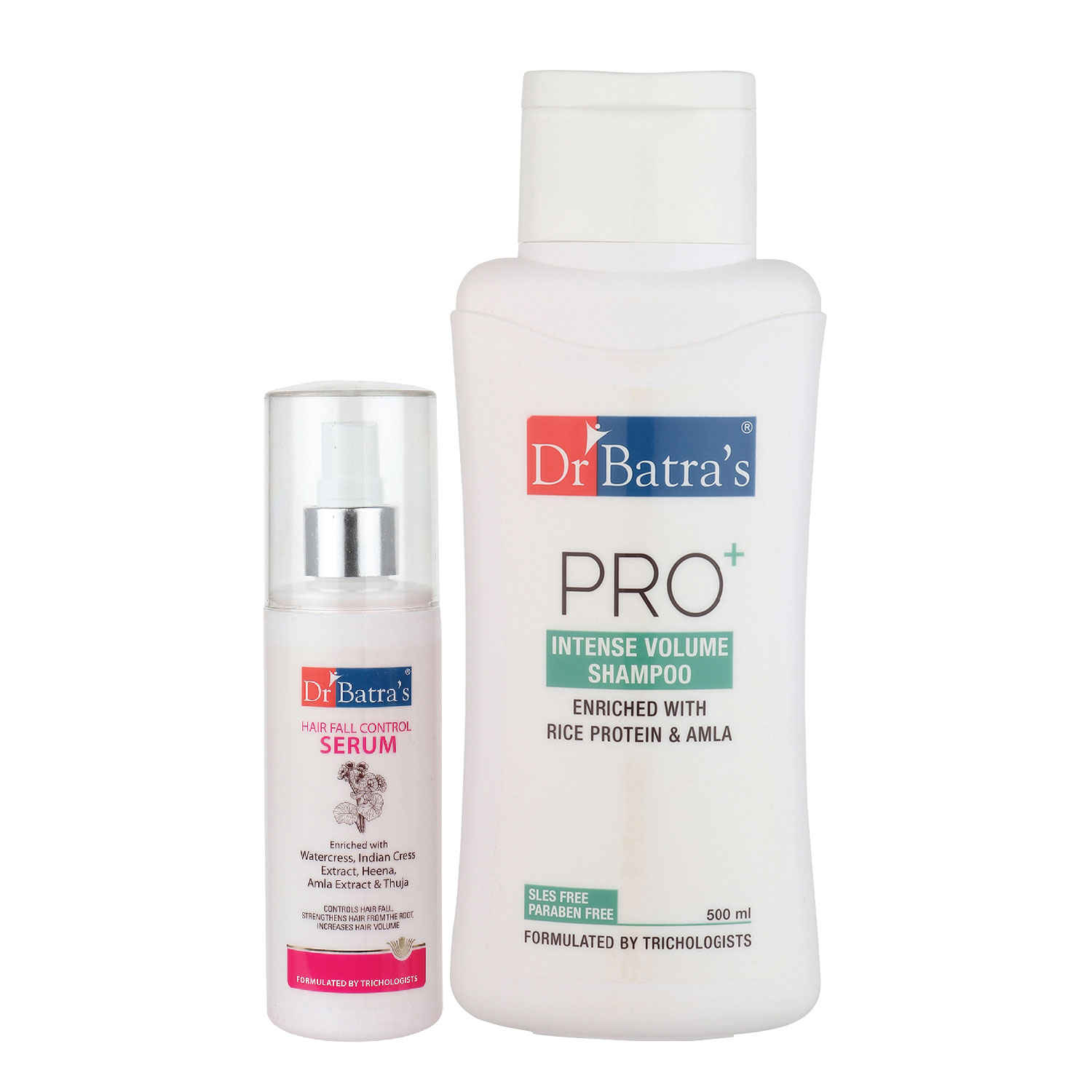 Buy Dr Batra's Hair Fall Control Serum-125 ml and Pro+ Intense Volume Shampoo - 500 ml - Purplle