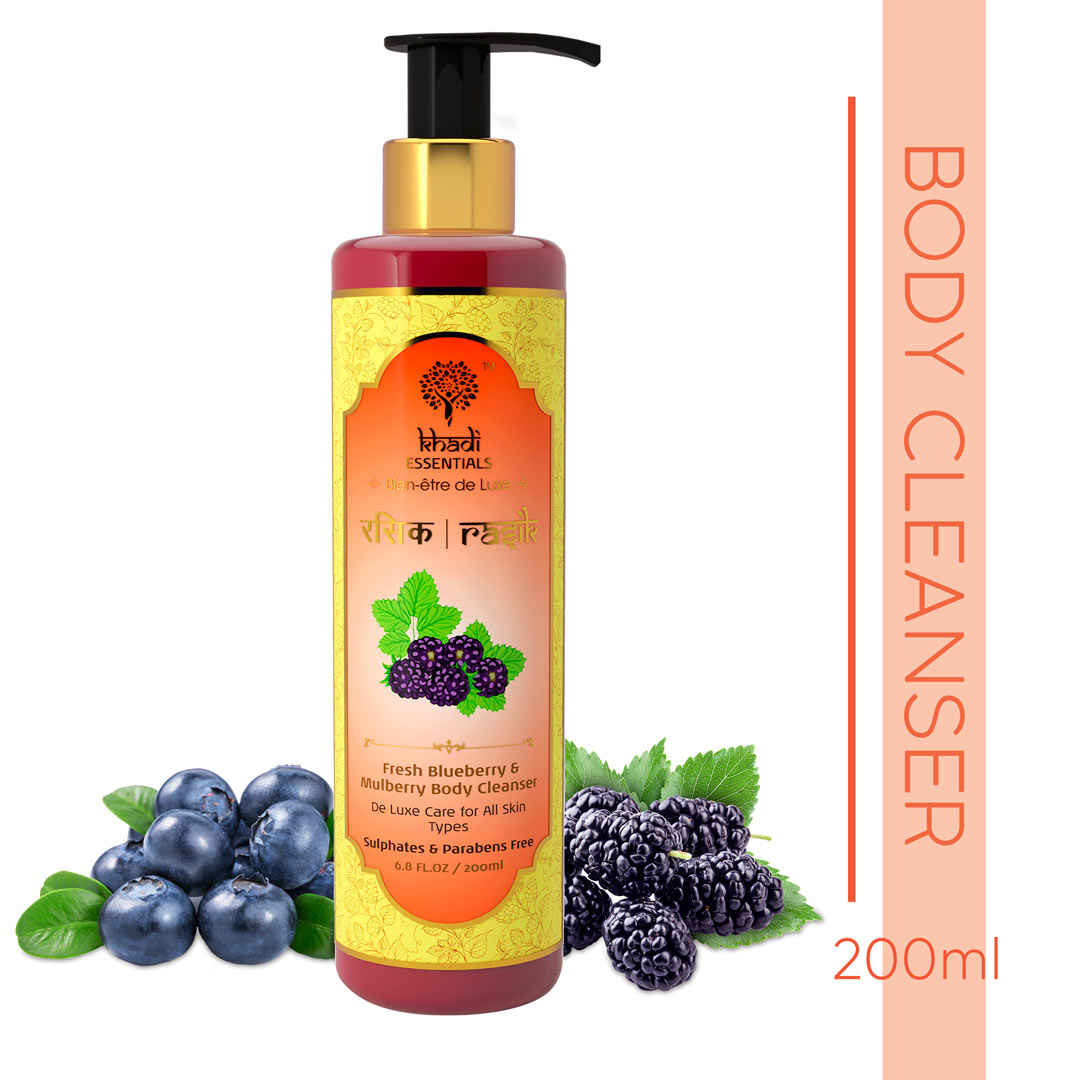 Buy Khadi Essentials Cherries Body Cleanser|with Blueberry, Kiwi, Vitamin C For Acne, Youthful, Shiny Skin|200 ml| SLS Parable Free - Purplle