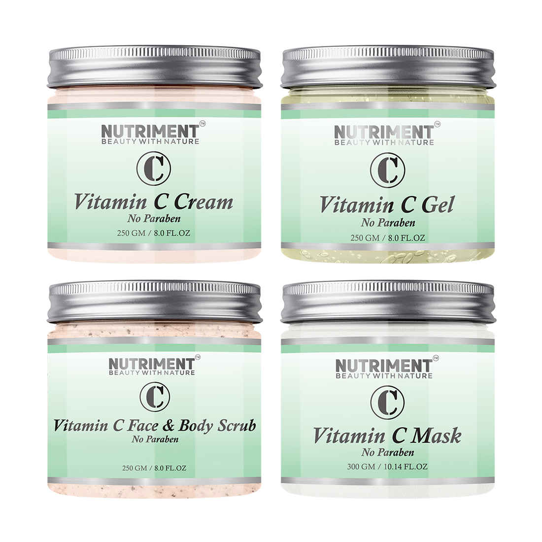 Buy Nutriment Vitamin C Scrub Gel Cream 250gram Each & Mask 300gram Suitable for All Skin Types Combo Pack of 4 - Purplle
