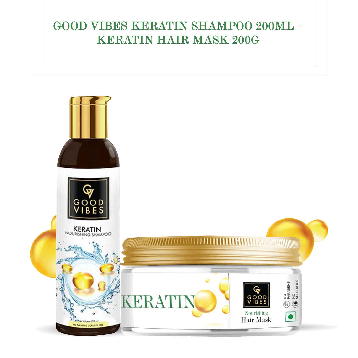Buy Good Vibes Keratin Shampoo 200ml + Keratin Hair Mask 200g - Purplle