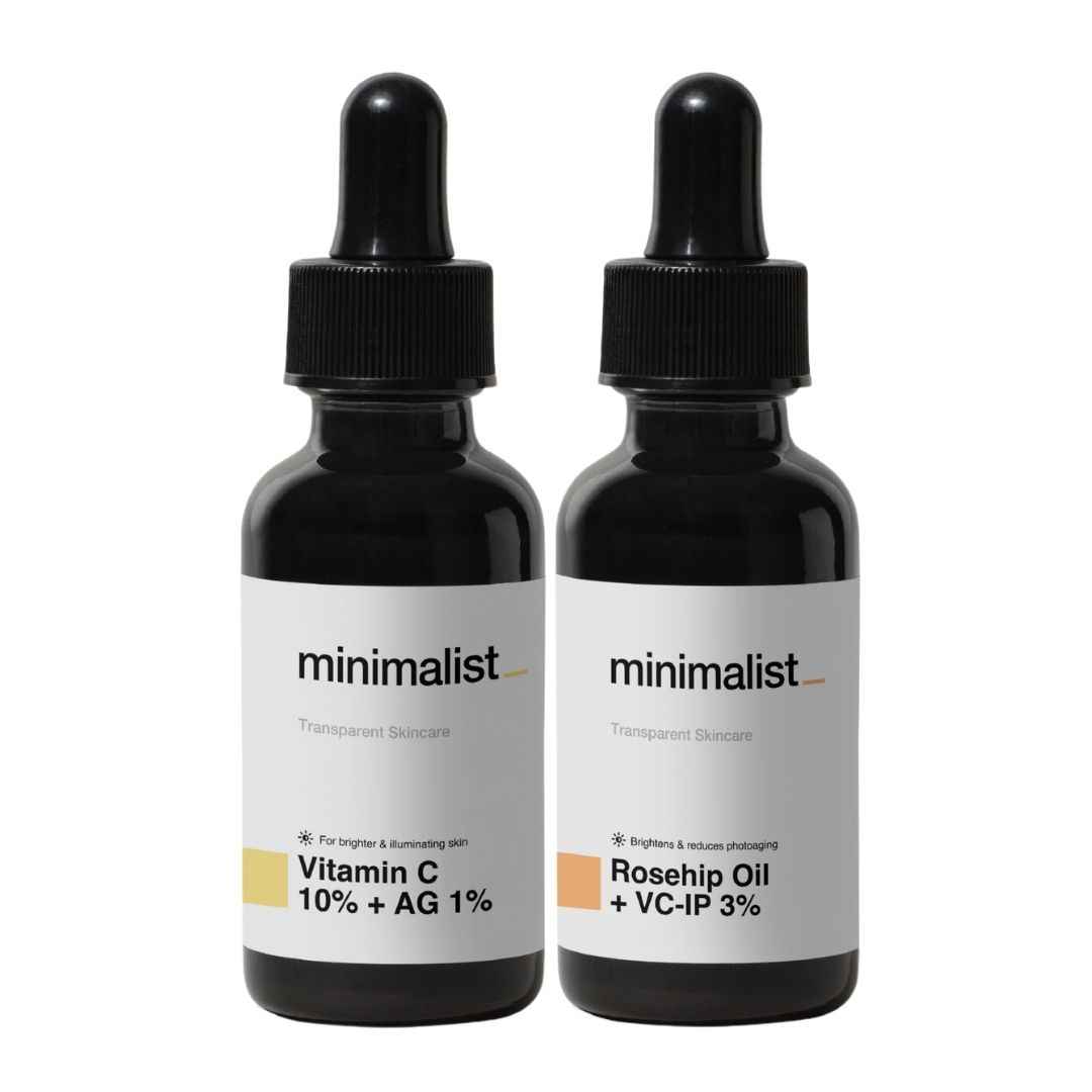 Buy Minimalist Vitamin C + Rosehip Glow Boosting Duo - Day & Night Serums for Glowing Skin - Purplle