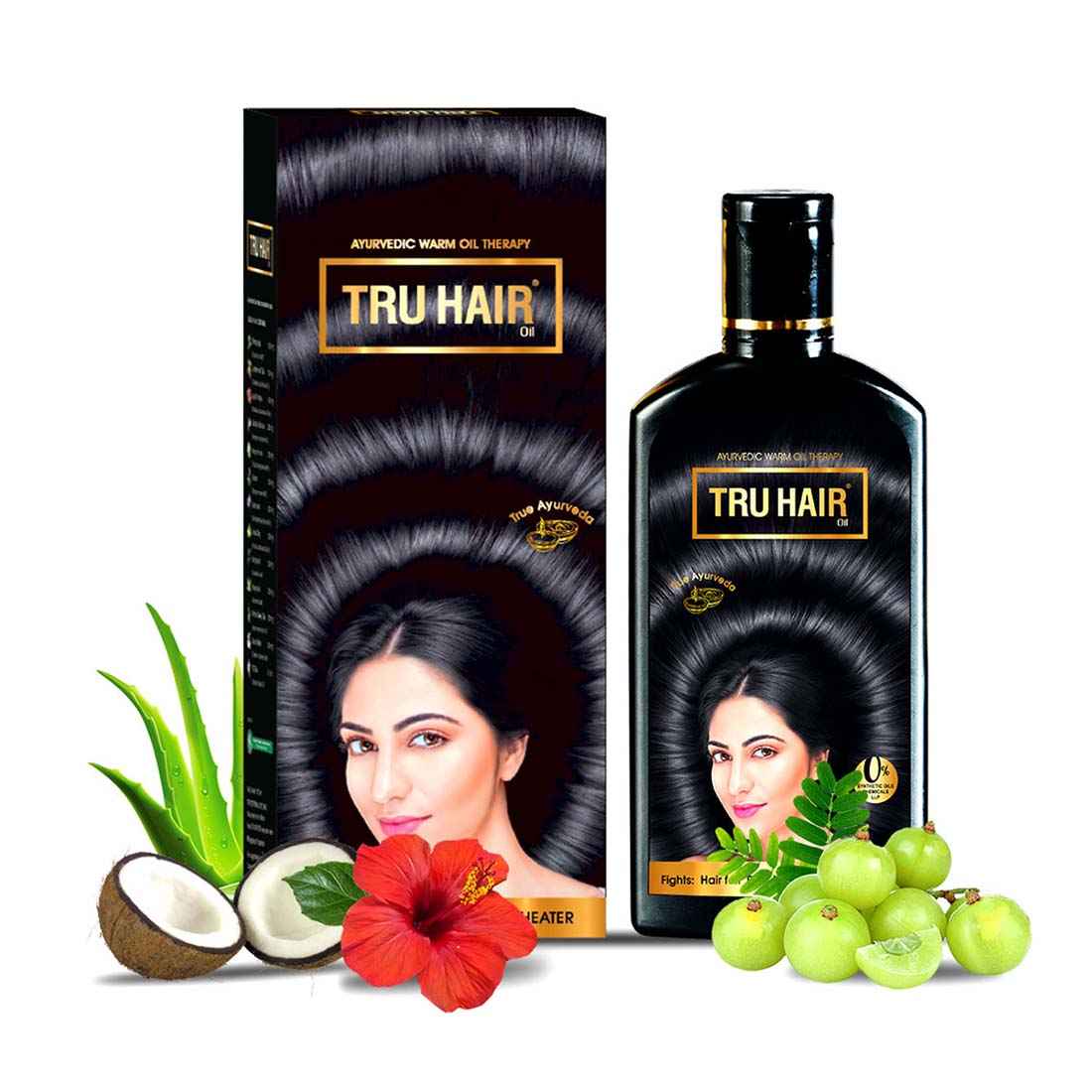 Buy Tru Hair Ayurvedic Hair Oil with Bhringraj, Amla & Hibiscus for Dandruff, Hair Fall Control, Hair Growth & Shiny Hair | Contains 0% Parabens, Silicones & LLPs - 100 ML - Purplle