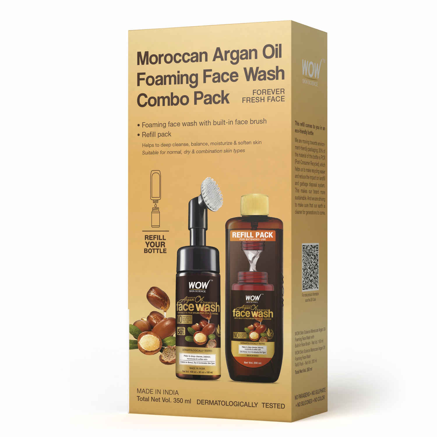 Buy WOW Skin Science Moroccan Argan Oil Foaming Face Wash Combo Pack - 350mL - Purplle