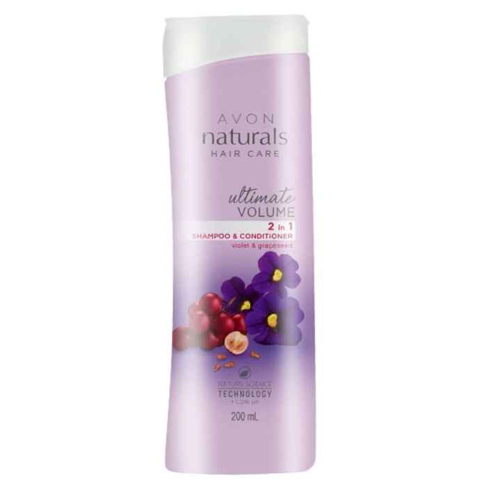 Buy Avon Naturals Hair Care Ultimate Volume Violet & Grapeseed 2-In-1 Shampoo & Conditioner 200 ML - Purplle