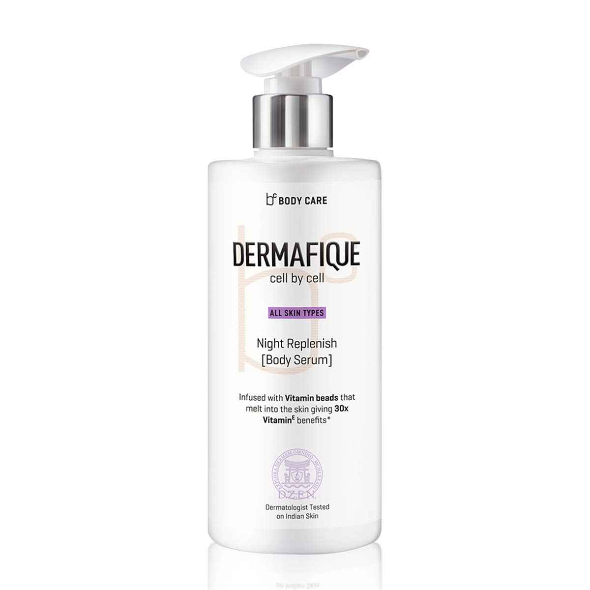 Buy Dermafique Night Replenish Body Serum, Body Lotion for All Skin Types, Night Regeneration, 30x Vitamin E, Deeply hydrates and moisturizes, Repairs Skin Cell Damage, dermatologist tested (300 ml) - Purplle