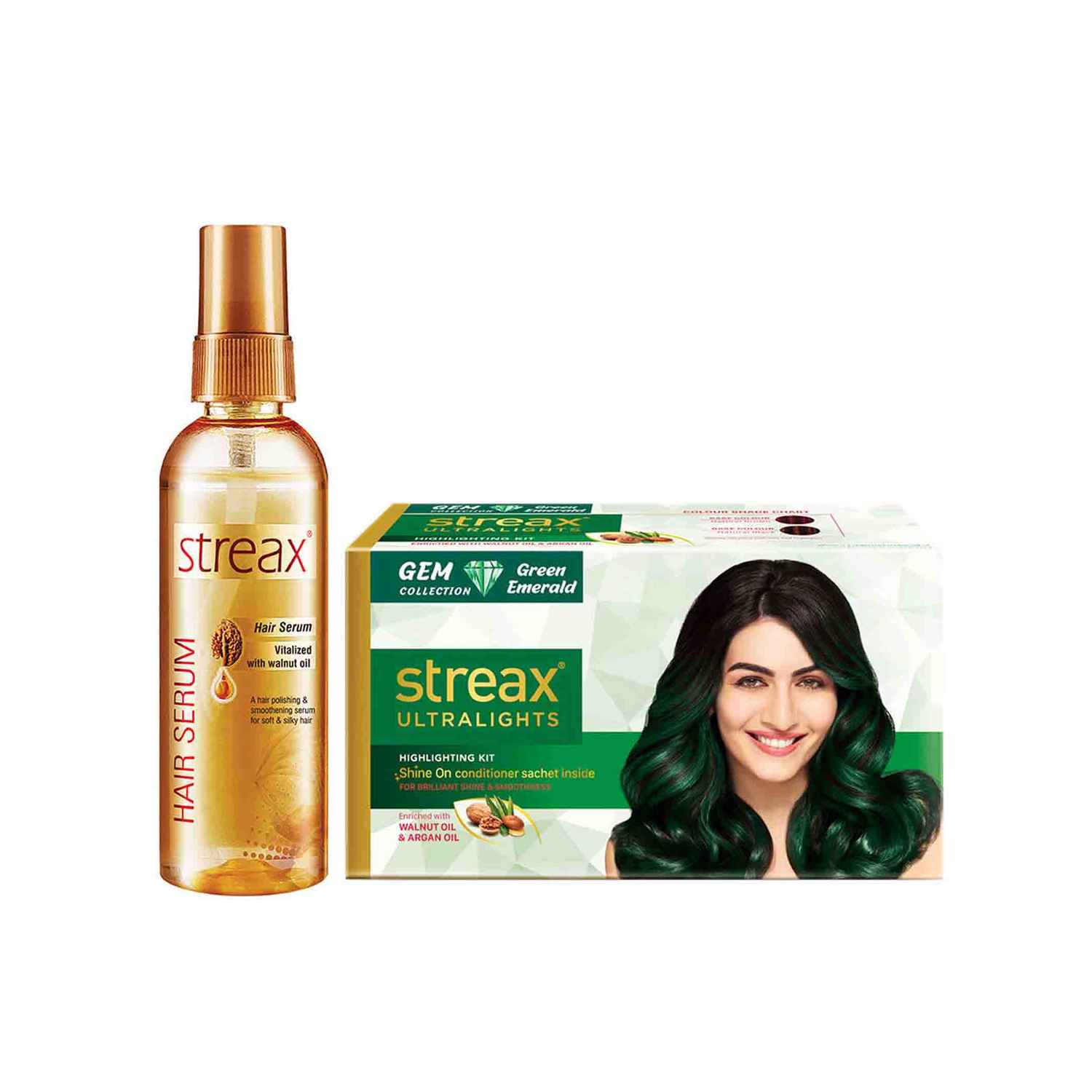 Buy Streax Ultralight Green Emerald + Walnut Serum - Purplle