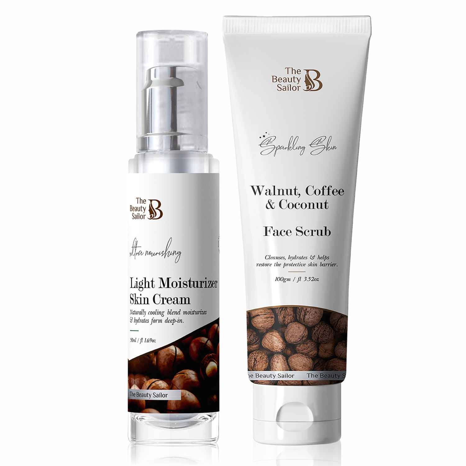 Buy The Beauty Sailor Skin Care Combo Light Moisturizer Skin Cream For Long Lasting Glowing Skin - 50 ML + Walnut, Coffee & Coconut Face Scrub - 100 Gm - Purplle