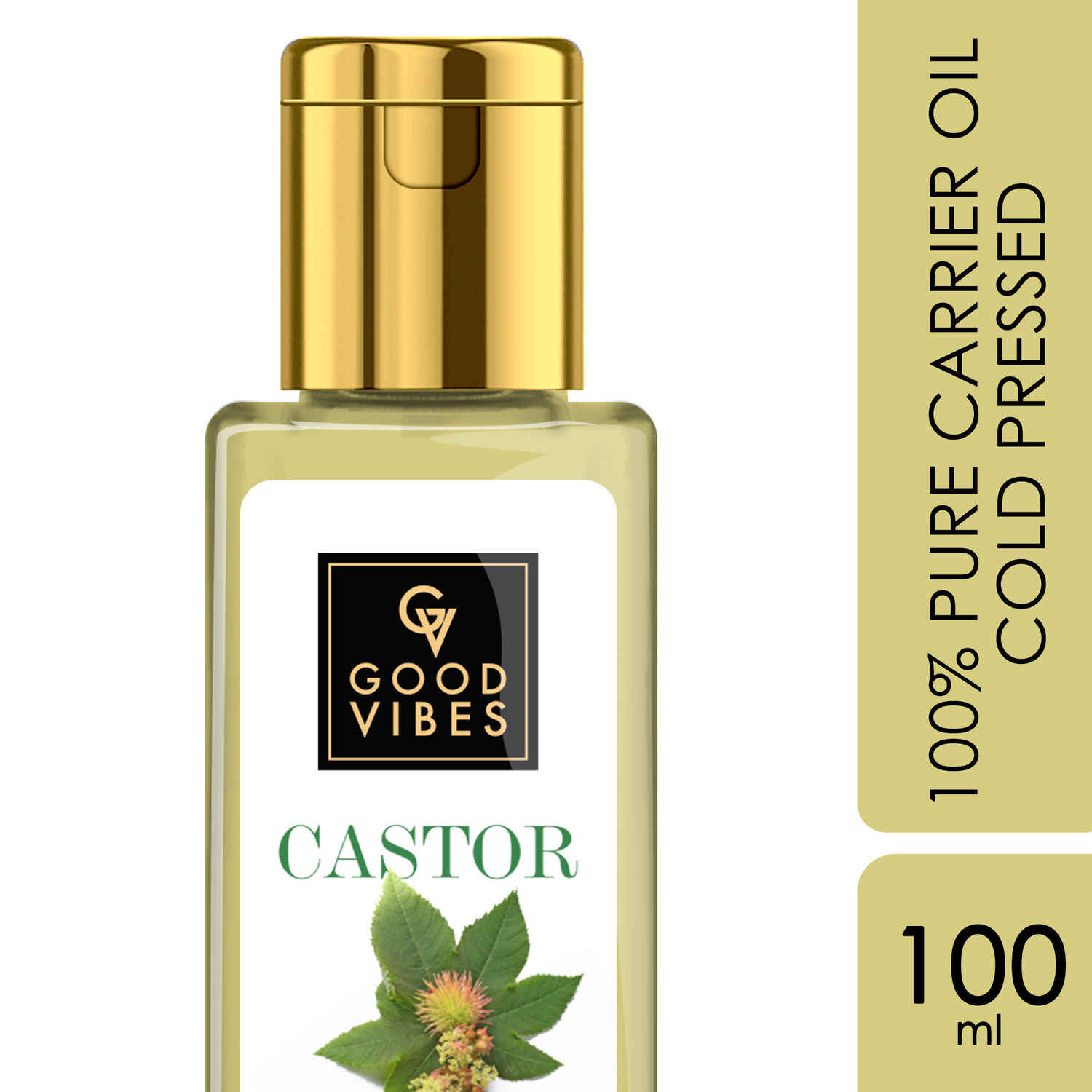 Buy Good Vibes Castor 100% Pure Cold Pressed Oil For Hair & Skin | Moisturizing, Hair Growth | No Parabens, No Sulphates, No Mineral Oil (100 ml) - Purplle