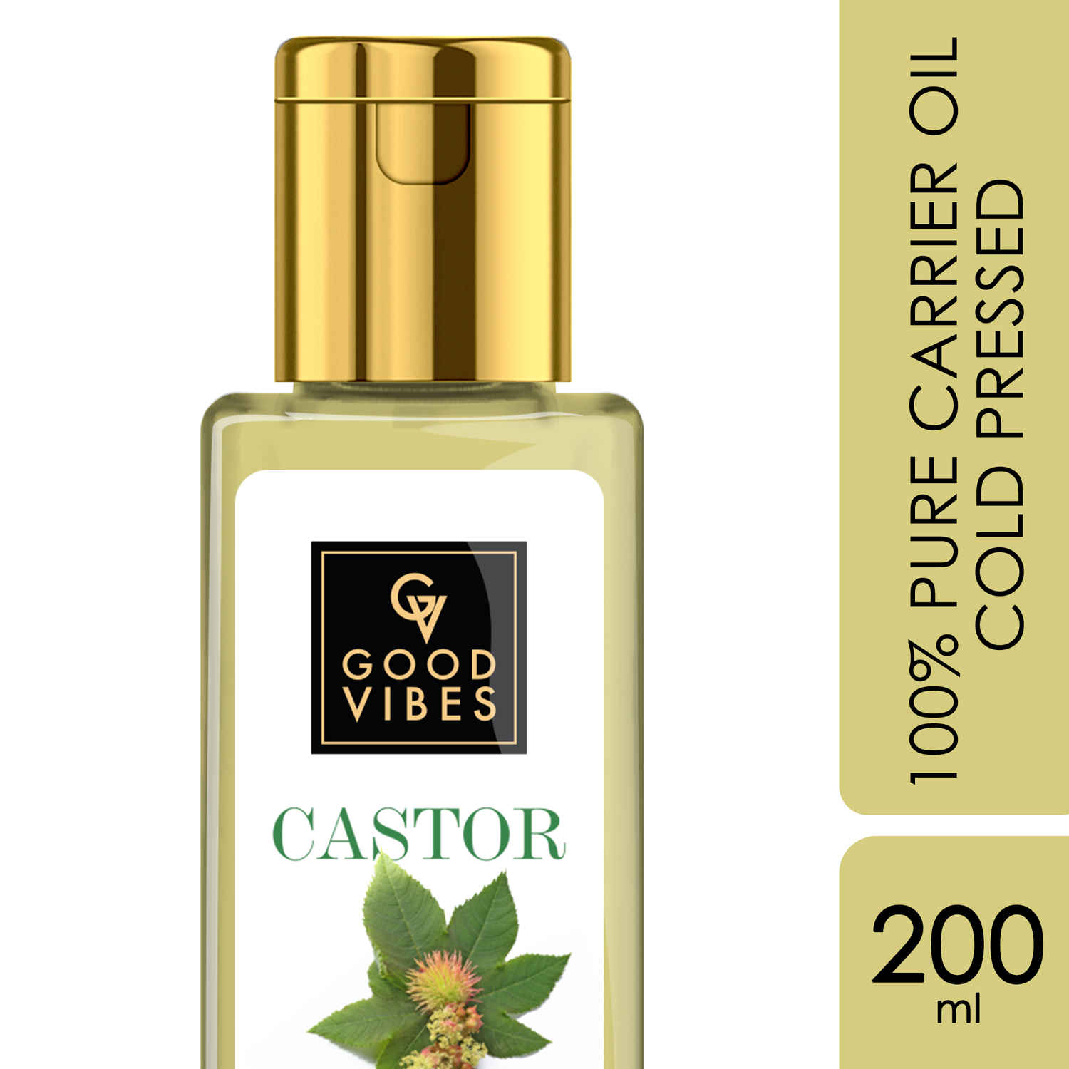 Buy Good Vibes Castor 100% Pure Cold Pressed Oil For Hair & Skin | Moisturizing, Hair Growth | No Parabens, No Sulphates, No Mineral Oil (200 ml) - Purplle
