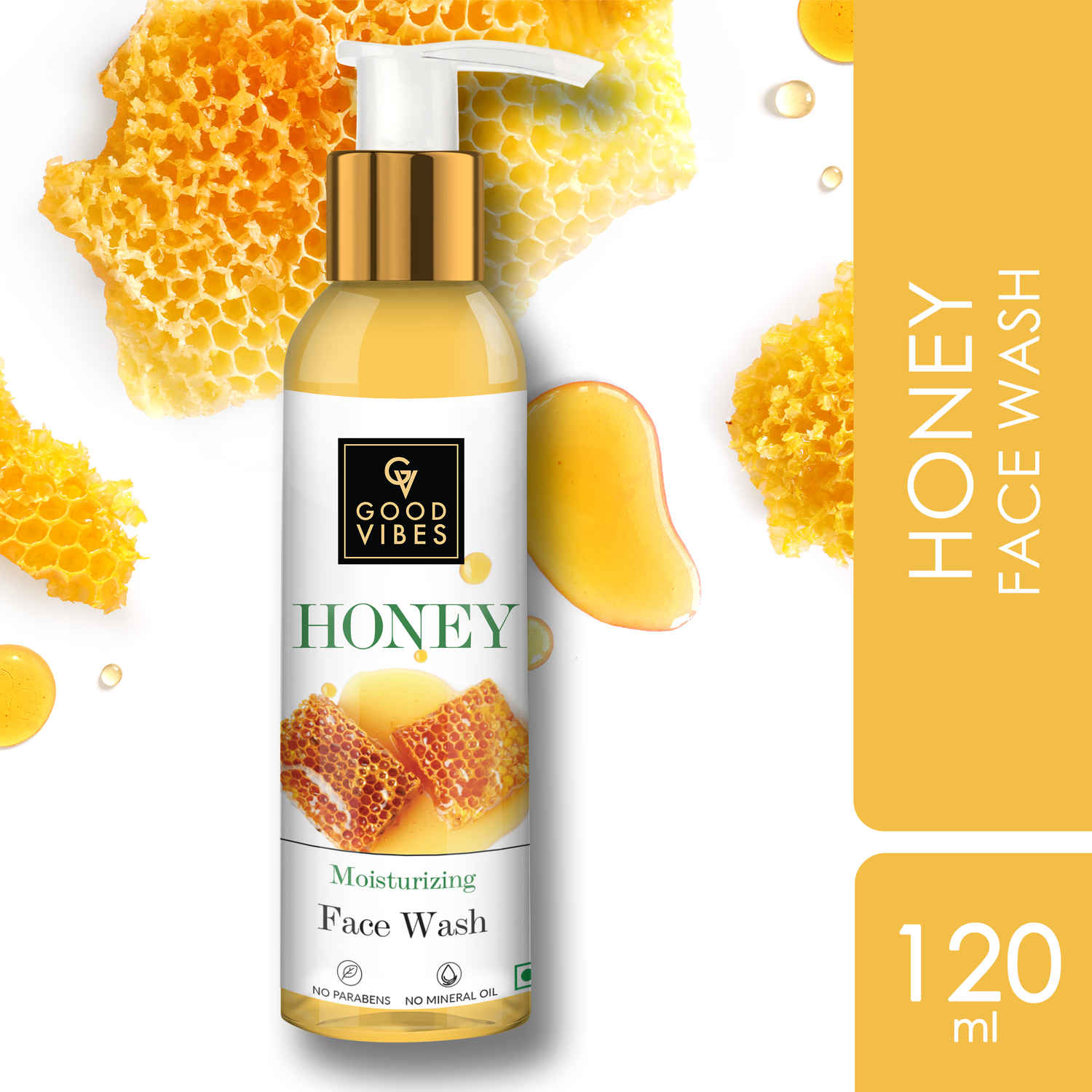 Buy Good Vibes Honey Moisturizing Face Wash | Lightening, Moisturizing | No Parabens, No Mineral Oil, No Animal Testing (120 ml) - Purplle