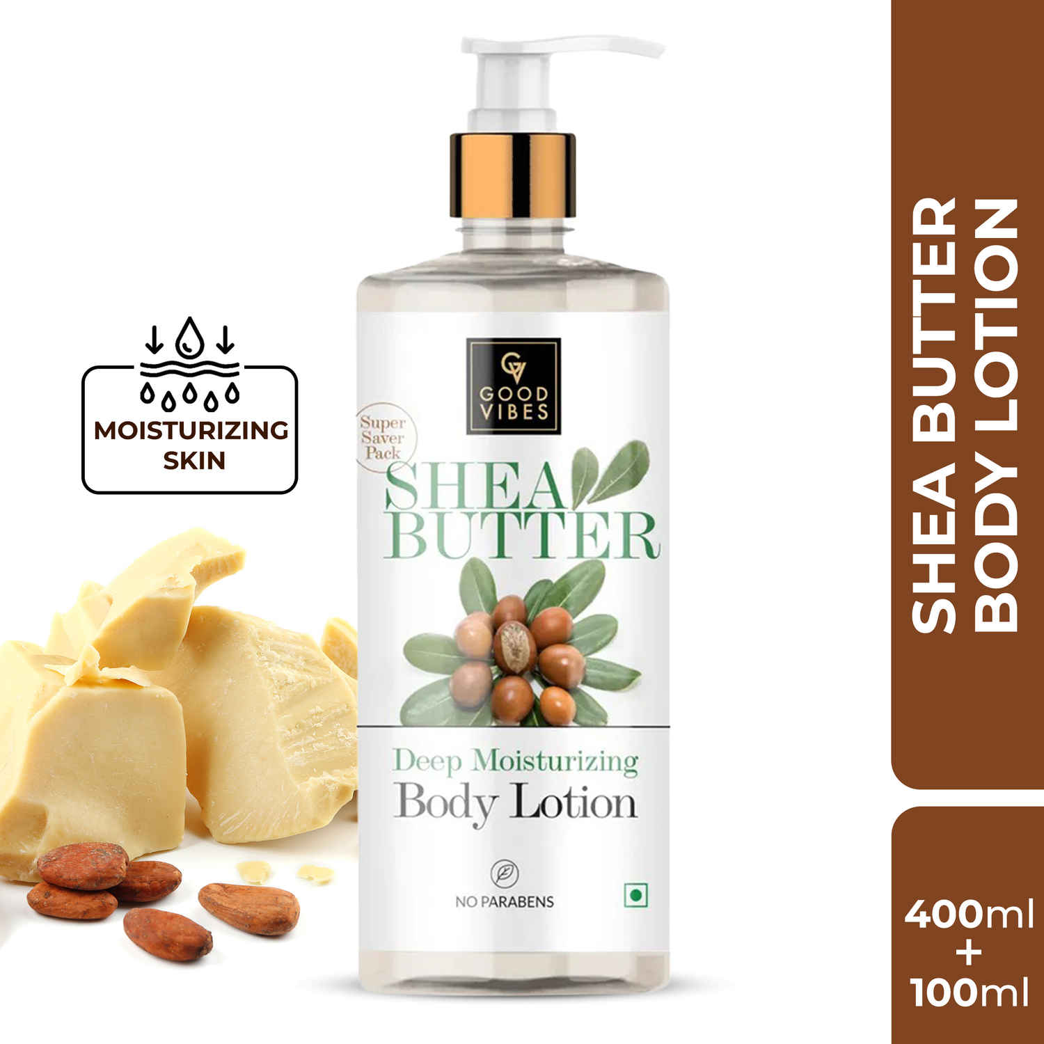 Buy Good Vibes Shea Butter Deep Moisturizing Body Lotion | Hydrating, Moisturizing | No Parabens, No Sulphates, No Animal Testing (400ml + 100 ml free) - Purplle
