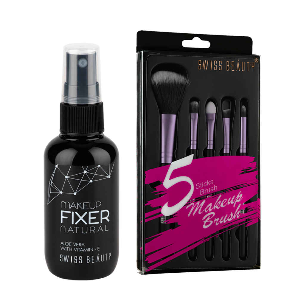 Buy Swiss Beauty Makeup Brush & Fixer Combo - Purplle