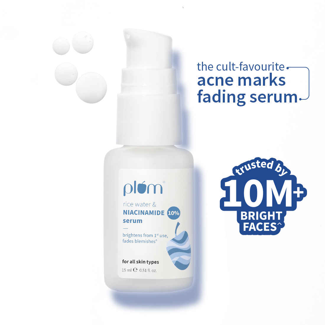 Buy Plum 10% Niacinamide Face Serum with Rice Water for Blemish-Free, Clear & Bright Skin (15 ml) - Purplle