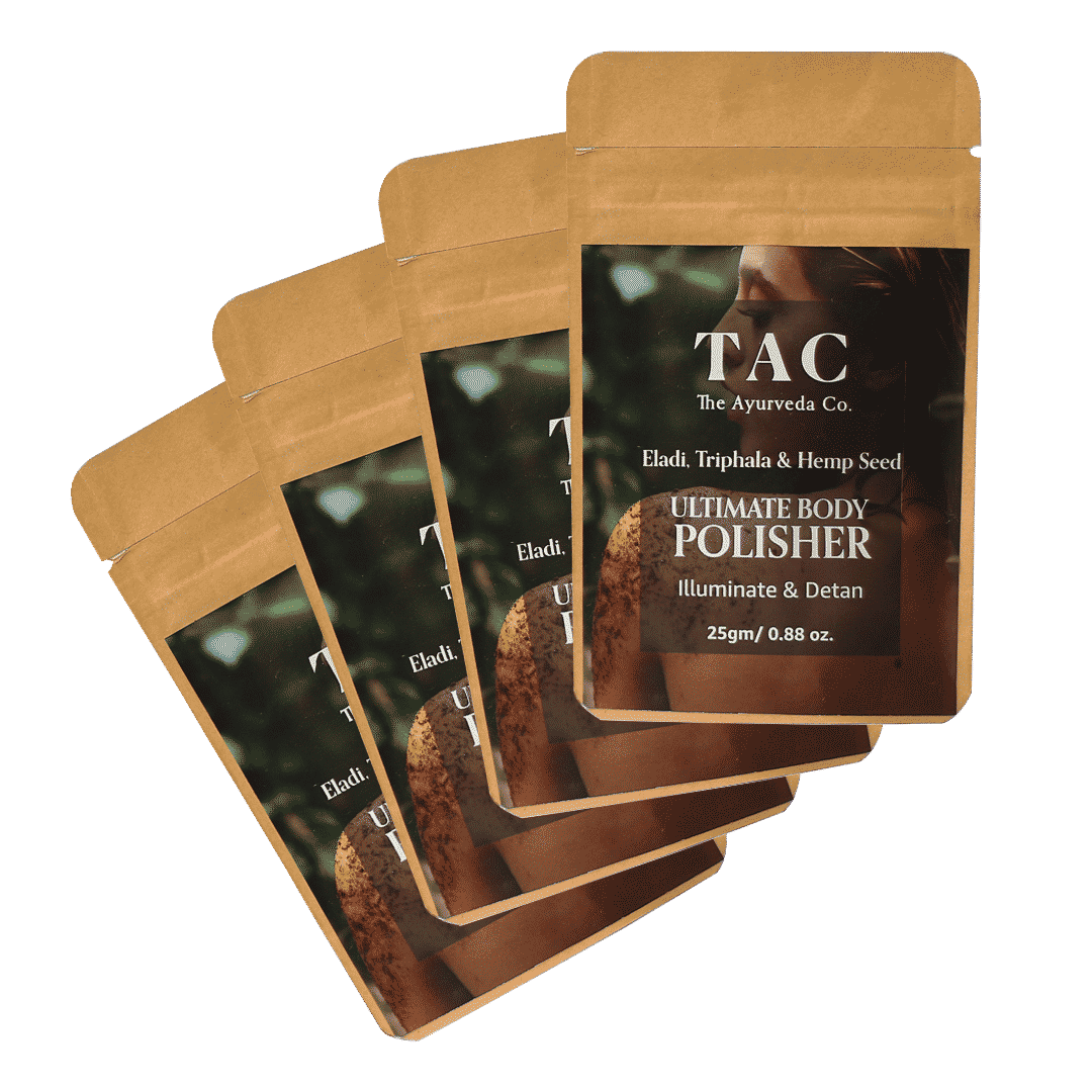 Buy TAC - The Ayurveda Co. Body Scrub For Women with Eladi, Triphala & Hemp Seed Ultimate Body Polisher for De Tan, Dirt Removal From Neck, Knees, Elbows, Face, Scalp, Arms, 100 gm 100 % Natural Chemical Free - Purplle