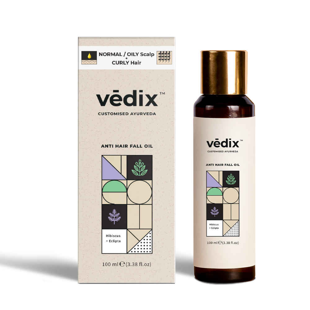 Buy Vedix Customized Ayurvedic Anti-Hairfall Oil For Normal - Oily Scalp And Curly & Wavy Hair With Hibiscus, Eclipta And Grapeseed - 100ml - Purplle