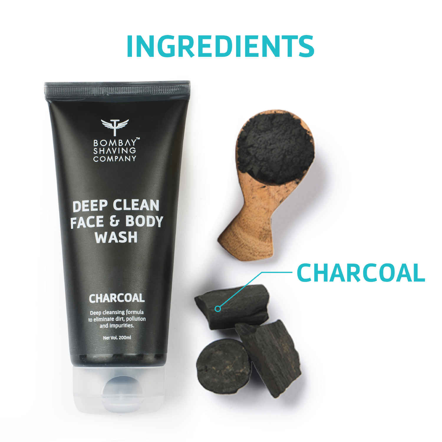 Buy Bombay Shaving Company Activated Charcoal Face & Body Wash, 200ml | Removes dirt and impuritities with Anti-Pollution Effect - Purplle