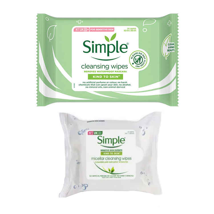 Buy Simple Kind To Skin Cleansing Facial Wipes 25 Wipes+Simple Kind To Skin Micellar Cleansing Wipes 25 Wipes - Purplle