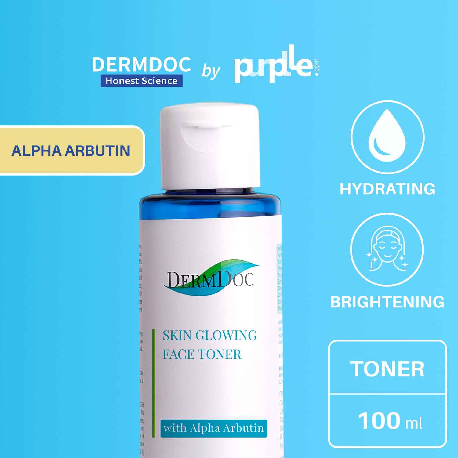 Buy DermDoc by Purplle Skin Glowing Face Toner with Alpha Arbutin (100ml) - Purplle