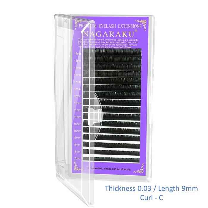 Buy NAGARAKU Eyelash Extensions Individual Lashes Premium Classic Matte Black Faux Mink 16 Rows Natural Professional Beauty Salon Supplies (BME-0.03mm/9mm C) - Purplle