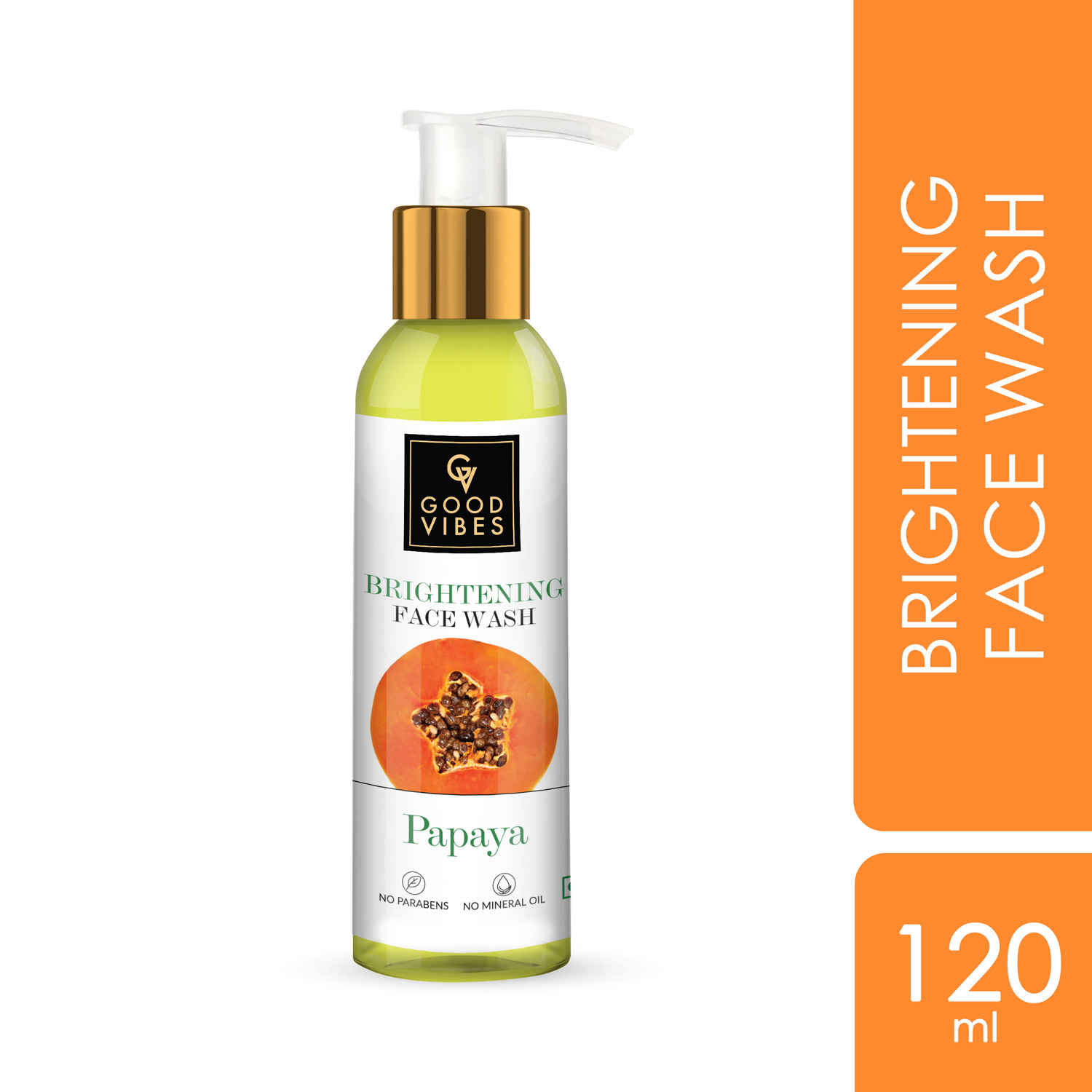 Buy Good Vibes Papaya Brightening Face Wash | Deep Pore Cleansing, Non-Drying | With Mulberry | No Parabens, No Mineral Oil, No Animal Testing (120 ml) - Purplle