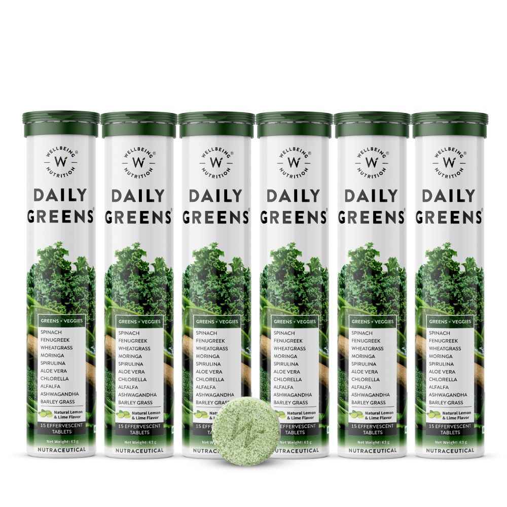 Buy Wellbeing Nutrition Daily Greens | Wholefood Multivitamin with Vitamin C, Zinc, B6, B12 for Immunity and Detox with Organic Certified Plant Superfoods & Antioxidants (90 Tablets) Pack of 6 - Purplle