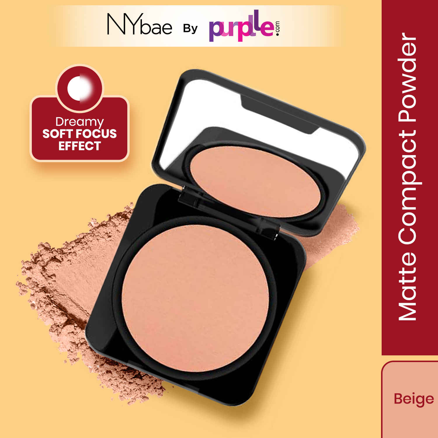 Buy NY Bae Runway Radiance Compact Powder - Beige 03 (9g) | Medium Skin Tone | Mattifies Skin | Blurs Pores | Oil-Control | Long-wear Creaseless Makeup | Loose Powder - Purplle