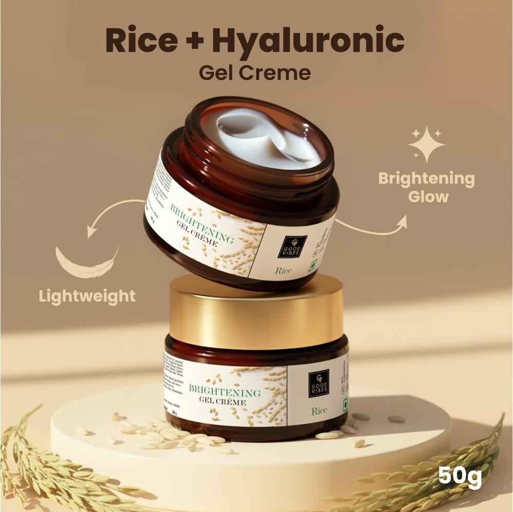 Buy Good Vibes Rice Brightening Gel Creme | Glass skin, Korean skin, Rice water (50 gm) - Purplle