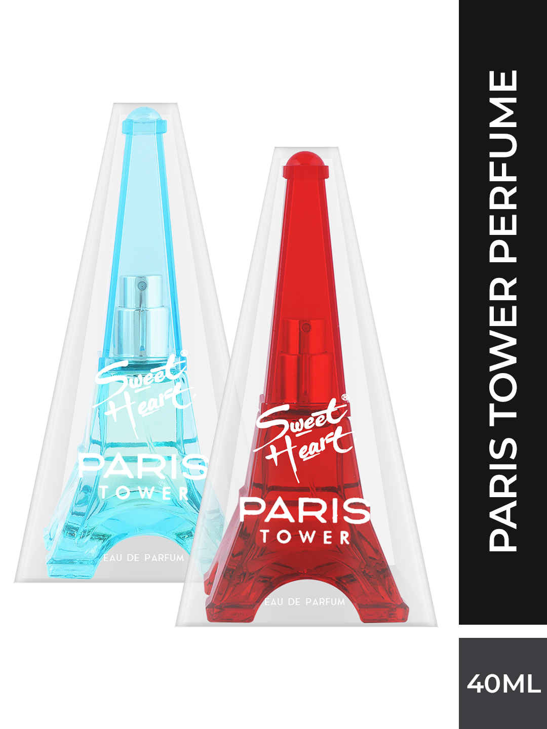 Buy Sweet Heart Red & Light Blue Paris Tower Eau De Parfum, 40ml Each (pack of 2) - Purplle