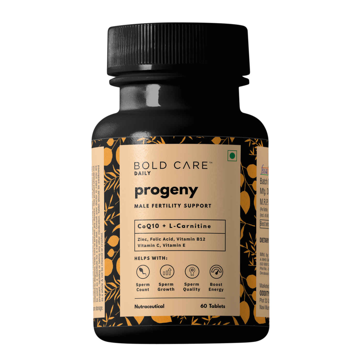 Buy Bold Care Progeny - Strength Booster Supplements for Men - L Carnitine, CoQ10, Vitamins & More - Improves Health Naturally - Vegetarian, Gluten Free, Zero Side Effects - 60 Tablets - Purplle