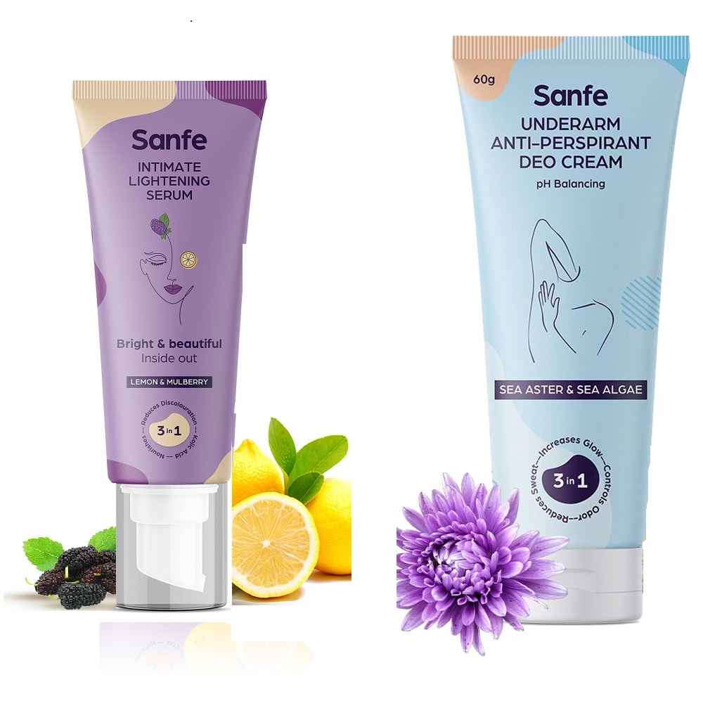 Buy Sanfe Intimate Lightening Serum with Antiperspirant Underarm Deo Cream for Women - Purplle
