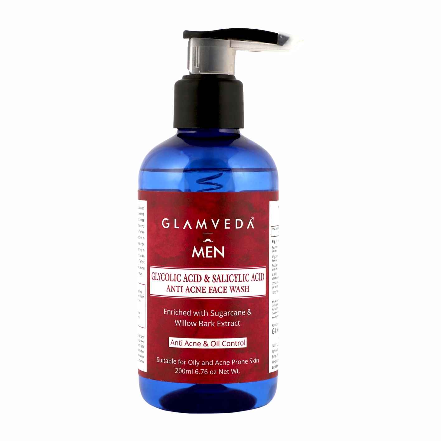 Buy Glamveda Men Glycolic Acid & Salicylic Acid Anti Acne Face Wash (200 ml) - Purplle