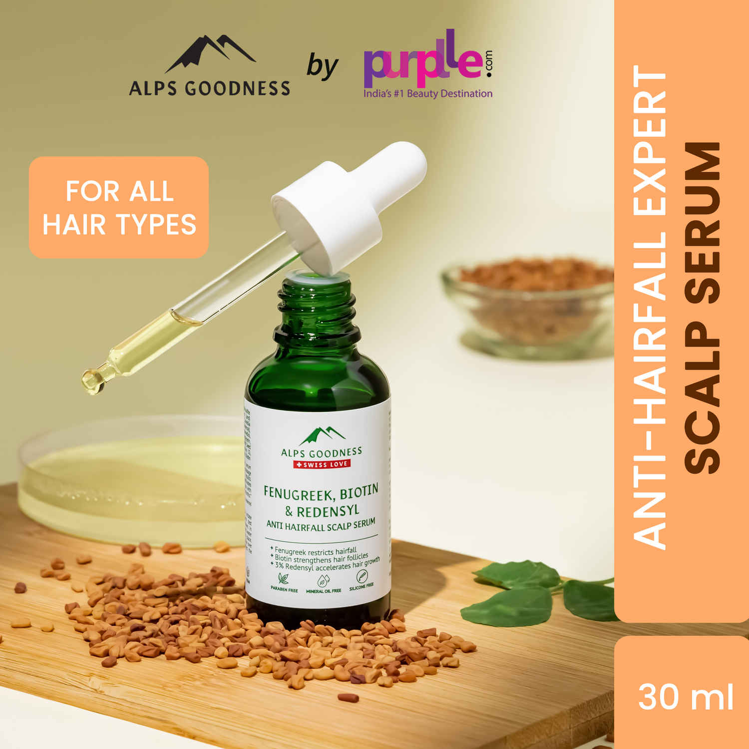 Buy Alps Goodness Anti Hairfall Scalp Serum with Fenugreek, Biotin and Redensyl (30 ml) | Hair Serum | Silicone Free| Sulphate Free| Silicone Free Serum - Purplle