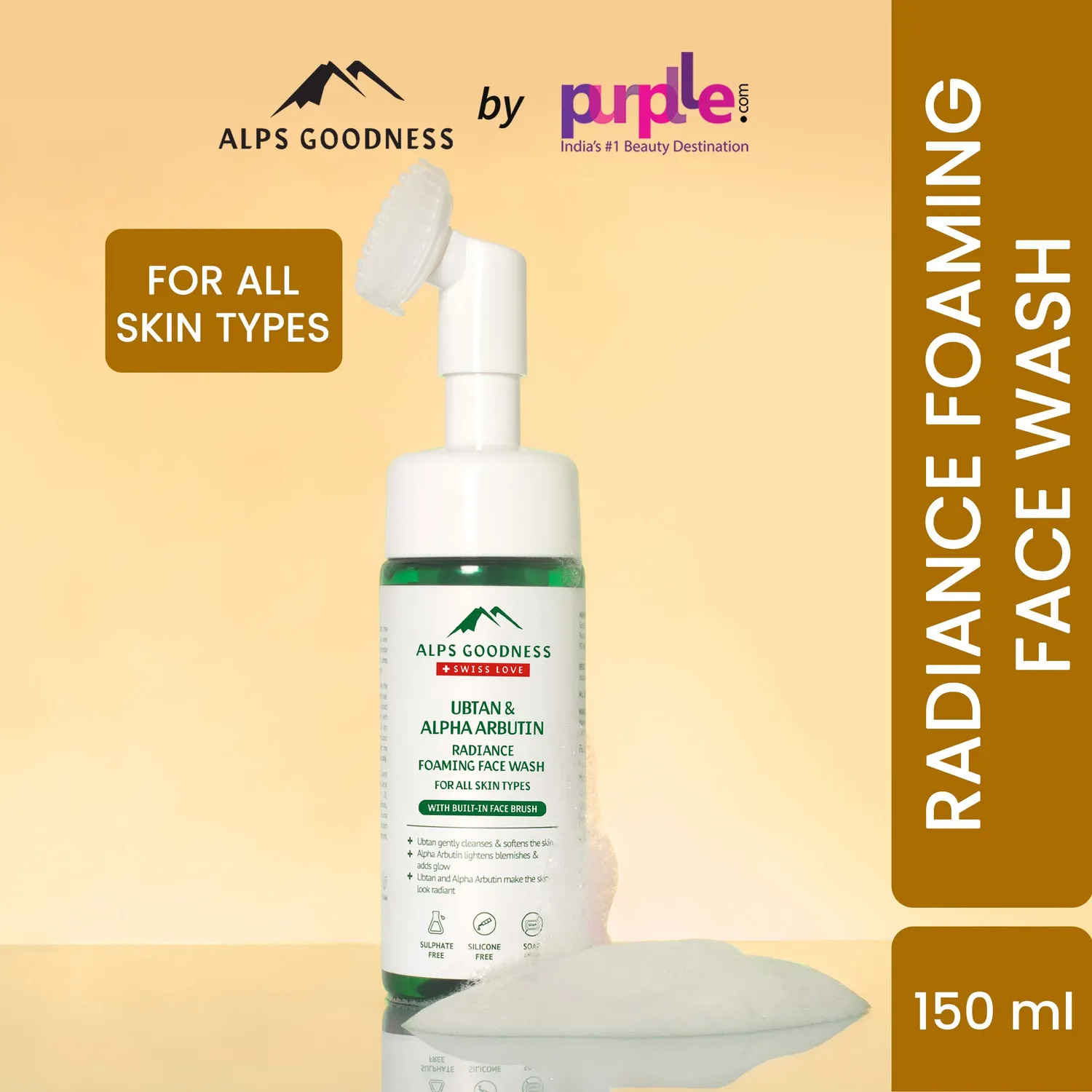Buy Alps Goodness Ubtan & Alpha Arbutin Radiance Foaming Face wash for All Skin Types (150 ml)| Ubtan Facewash| Silicone Free| Sulphate Free| Paraben Free - Purplle